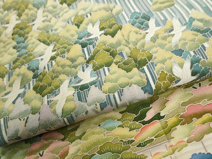 平和屋着物●訪問着　友禅　作家物　樹林飛鳥風景文　暈し染め　正絹　逸品　CABI2921yc
