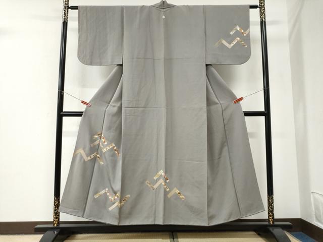 平和屋着物●訪問着　総刺繍　吉祥松竹梅花文　金糸　正絹　逸品　CABI2922yc