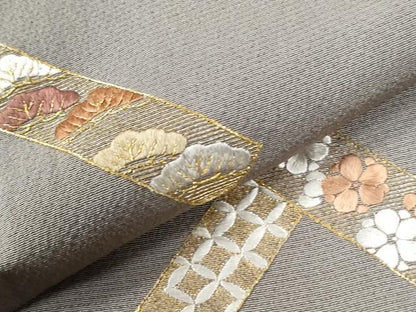 平和屋着物●訪問着　総刺繍　吉祥松竹梅花文　金糸　正絹　逸品　CABI2922yc