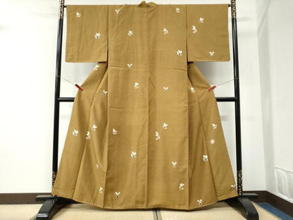 平和屋着物●十日町 名門青柳謹製　赤城紬　草木染　奇翠工房　絞り　兎　やまと金ラベル　正絹　逸品　未使用　CABI2923yc