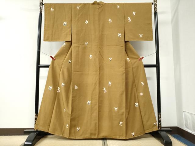 平和屋着物●十日町 名門青柳謹製　赤城紬　草木染　奇翠工房　絞り　兎　やまと金ラベル　正絹　逸品　未使用　CABI2923yc