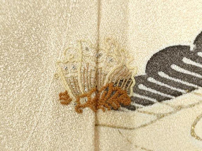 平和屋着物●訪問着　刺繍　雲取りエ霞風景文　金彩　正絹　逸品　CABI2924yc
