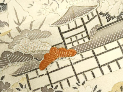 平和屋着物●訪問着　刺繍　雲取りエ霞風景文　金彩　正絹　逸品　CABI2924yc