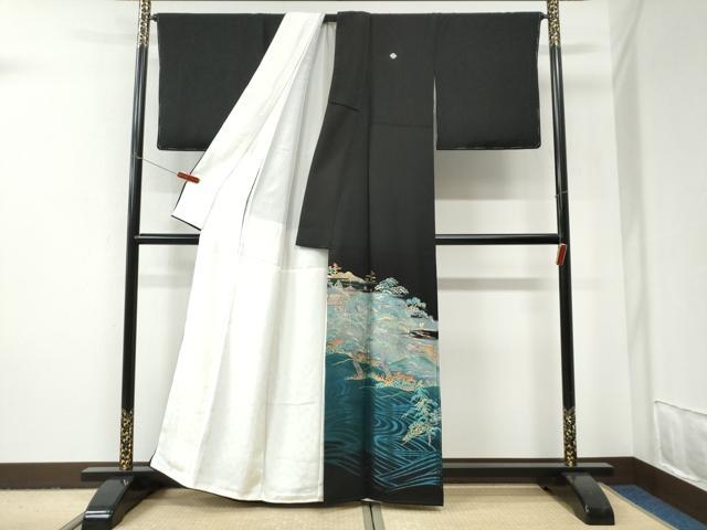 平和屋着物●豪華黒留袖　作家物　霞浜松京風景文　暈し染め　金銀彩　正絹　逸品　未使用　CABI2925yc