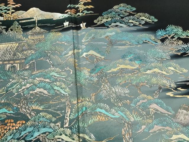 平和屋着物●豪華黒留袖　作家物　霞浜松京風景文　暈し染め　金銀彩　正絹　逸品　未使用　CABI2925yc