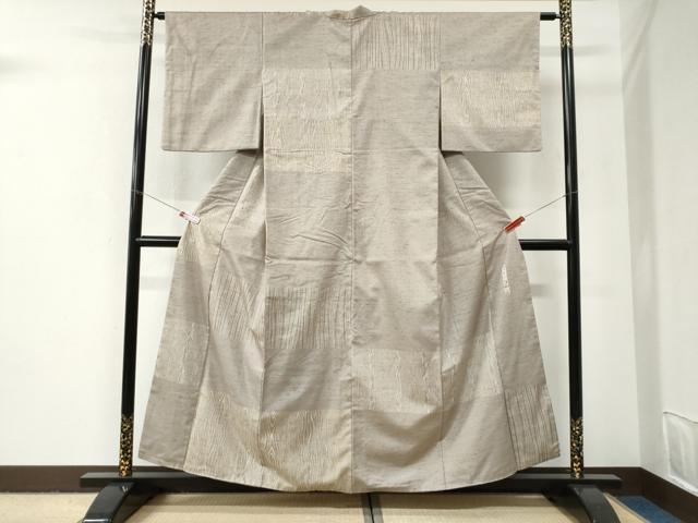 平和屋着物●二代目 川村久太郎　訪問着　ぜんまい紬　杢目文様　変わり市松吉祥文　正絹　逸品　CABI2926yc