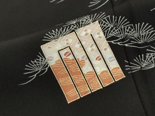 平和屋着物●訪問着　駒刺繍　源氏香　文箱浜松短冊吉祥文　黒地　金彩　ロング丈　正絹　逸品　未使用　CABI2929yc