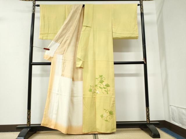 平和屋着物●色留訪問着　地紋起こし　更紗花唐草文　正絹　逸品　CABI2930yc