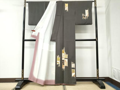 平和屋着物●銀座きしや　訪問着　駒刺繍　吉祥花唐草文　金彩　正絹　逸品　CABI2931yc