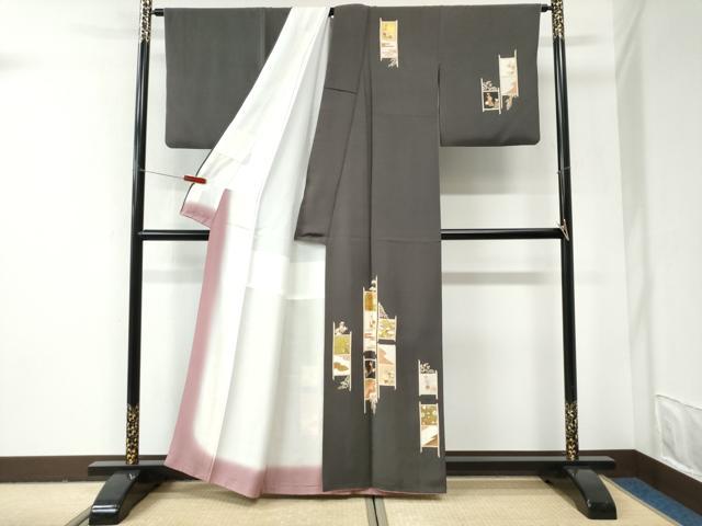 平和屋着物●銀座きしや　訪問着　駒刺繍　吉祥花唐草文　金彩　正絹　逸品　CABI2931yc