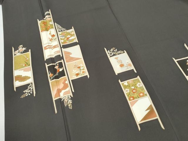 平和屋着物●銀座きしや　訪問着　駒刺繍　吉祥花唐草文　金彩　正絹　逸品　CABI2931yc
