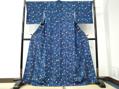 平和屋着物●上質な小紋　桐花文　鬼しぼ縮緬　正絹　逸品　CABI2934yc