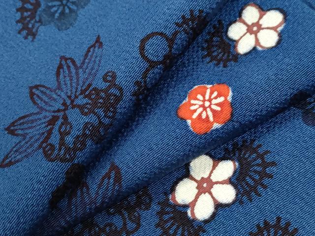 平和屋着物●上質な小紋　桐花文　鬼しぼ縮緬　正絹　逸品　CABI2934yc