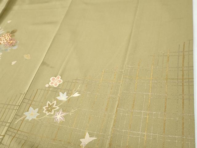 平和屋着物●訪問着　駒刺繍　草花文　暈し染め　金彩　正絹　逸品　CABI2936yc