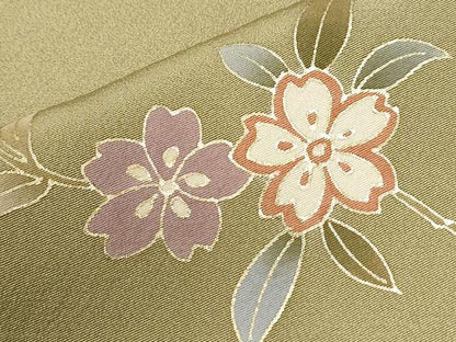 平和屋着物●訪問着　駒刺繍　草花文　暈し染め　金彩　正絹　逸品　CABI2936yc