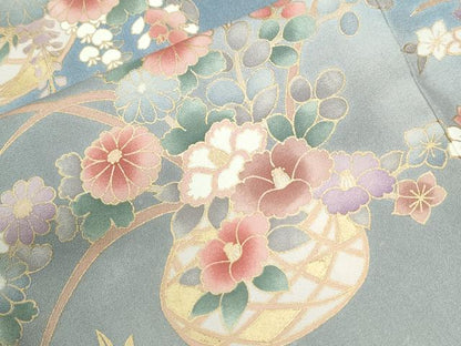 平和屋着物●訪問着　花籠文　暈し染め　金彩　正絹　逸品　未使用　CABI2938yc