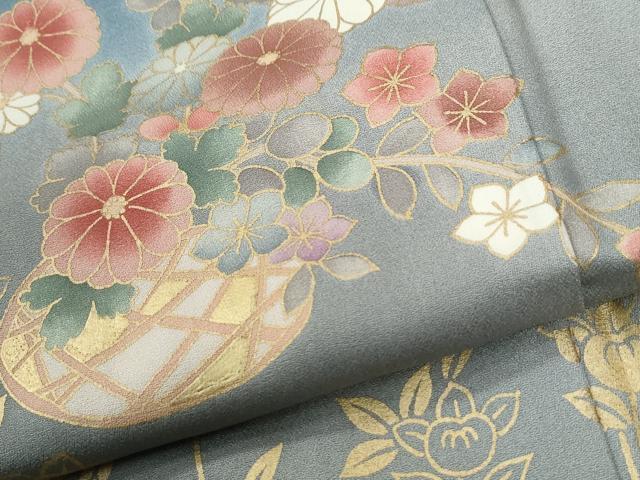 平和屋着物●訪問着　花籠文　暈し染め　金彩　正絹　逸品　未使用　CABI2938yc