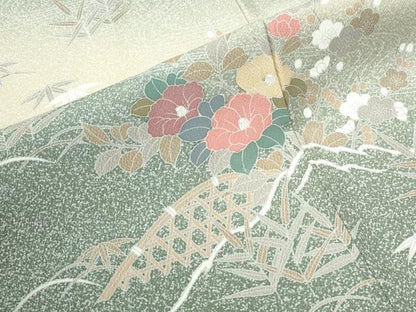 平和屋着物●訪問着　籬松竹梅花文　暈し染め　正絹　逸品　未使用　CABI2939yc