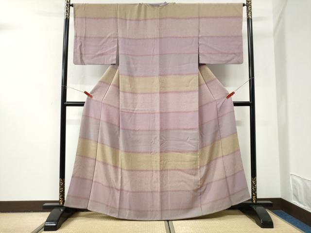 平和屋着物●上質な小紋　横縞　正絹　逸品　CABI2942yc