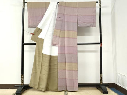 平和屋着物●上質な小紋　横縞　正絹　逸品　CABI2942yc