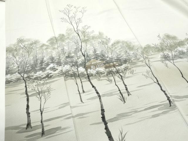 平和屋着物○訪問着 手描き 樹林風景文 暈し染め 正絹 逸品 CABI2946yc