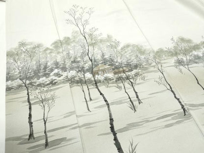 平和屋着物●訪問着　手描き　樹林風景文　暈し染め　正絹　逸品　CABI2946yc