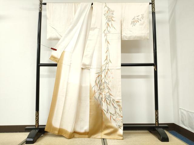 平和屋着物●訪問着　花蝶文　暈し染め　金彩　正絹　逸品　CABI2947yc