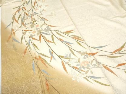 平和屋着物●訪問着　花蝶文　暈し染め　金彩　正絹　逸品　CABI2947yc