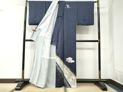 平和屋着物●訪問着　絞り　刺繍　霞牡丹花文　金彩　正絹　逸品　CABI2951yc