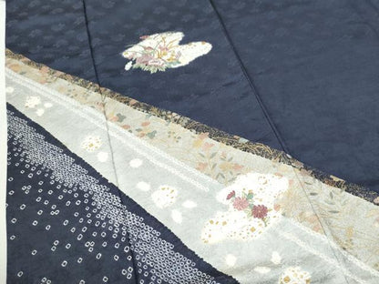 平和屋着物●訪問着　絞り　刺繍　霞牡丹花文　金彩　正絹　逸品　CABI2951yc
