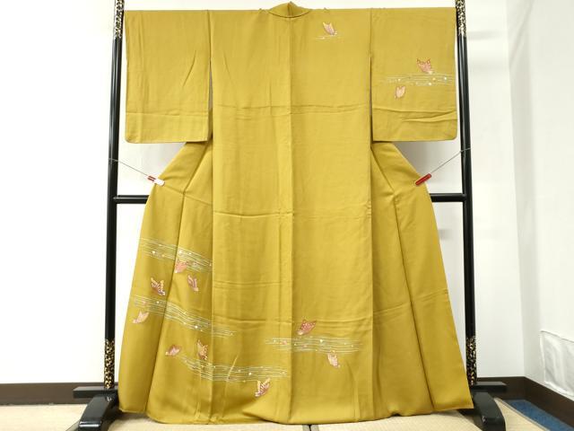 平和屋着物●訪問着　霞破れ色紙舞蝶文　金彩　正絹　逸品　CABI2952yc