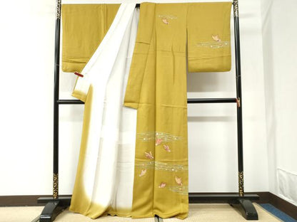 平和屋着物●訪問着　霞破れ色紙舞蝶文　金彩　正絹　逸品　CABI2952yc