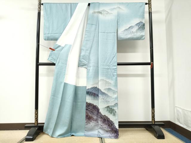 平和屋着物●訪問着　遠山樹林文　暈し染め　金彩　正絹　逸品　CABI2953yc