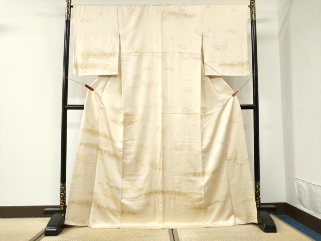 平和屋着物●ジャパンオートクチュール　渡辺雪三郎　訪問着　駒刺繍　立波箔散らし　金彩　ロング丈　正絹　逸品　CABI2957yc
