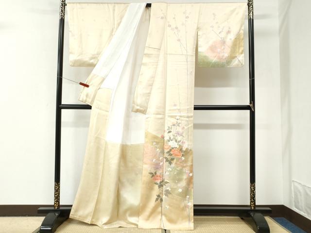 平和屋着物●訪問着　駒刺繍　牡丹花文　金彩　正絹　逸品　CABI2961yc
