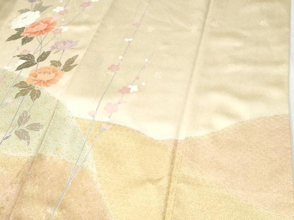 平和屋着物●訪問着　駒刺繍　牡丹花文　金彩　正絹　逸品　CABI2961yc