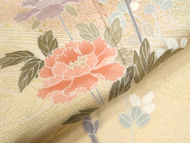平和屋着物●訪問着　駒刺繍　牡丹花文　金彩　正絹　逸品　CABI2961yc