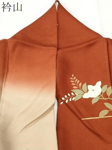 平和屋着物●訪問着　駒刺繍　松竹梅風景扇橘花文　暈し染め　金彩　正絹　逸品　CABI2962yc