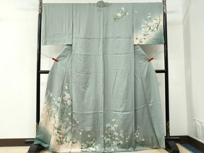 平和屋着物●訪問着　草花文　暈し染め　金彩　正絹　逸品　CABI2964yc