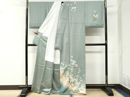 平和屋着物●訪問着　草花文　暈し染め　金彩　正絹　逸品　CABI2964yc