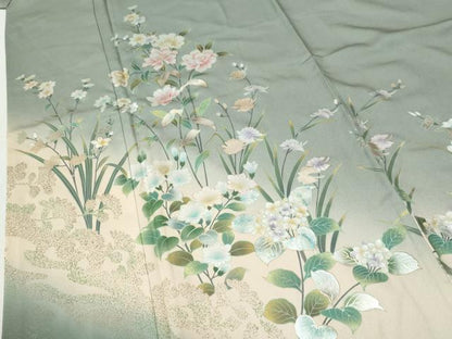 平和屋着物●訪問着　草花文　暈し染め　金彩　正絹　逸品　CABI2964yc