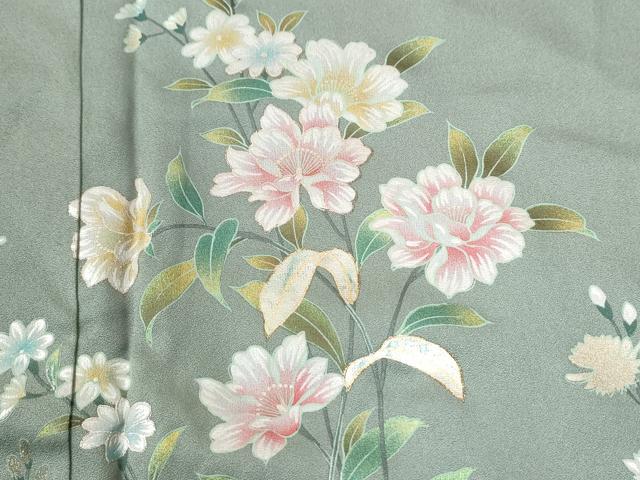 平和屋着物●訪問着　草花文　暈し染め　金彩　正絹　逸品　CABI2964yc