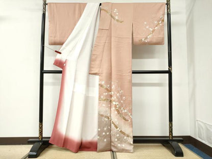 平和屋着物●訪問着　刺繍　鬘帯枝花文　暈し染め　金彩　そごう扱い　正絹　逸品　CABI2965yc