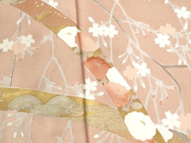 平和屋着物●訪問着　刺繍　鬘帯枝花文　暈し染め　金彩　そごう扱い　正絹　逸品　CABI2965yc
