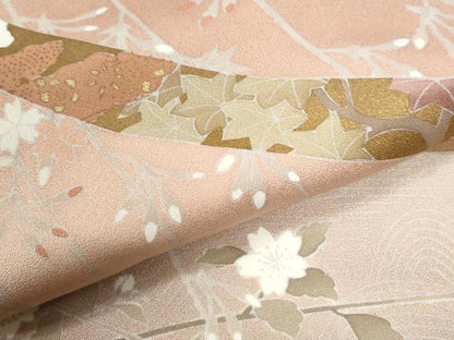 平和屋着物●訪問着　刺繍　鬘帯枝花文　暈し染め　金彩　そごう扱い　正絹　逸品　CABI2965yc