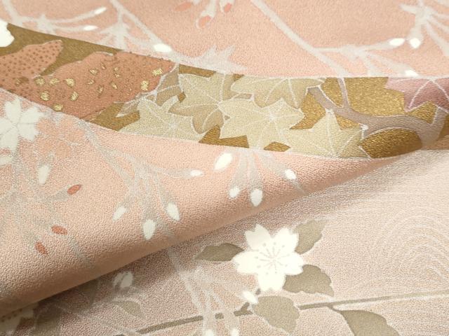 平和屋着物●訪問着　刺繍　鬘帯枝花文　暈し染め　金彩　そごう扱い　正絹　逸品　CABI2965yc