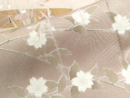 平和屋着物●訪問着　刺繍　鬘帯枝花文　暈し染め　金彩　そごう扱い　正絹　逸品　CABI2965yc