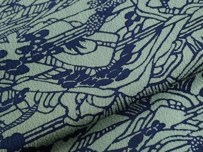 平和屋着物●上質な小紋　藍　風景文　正絹　逸品　CABI2966yc
