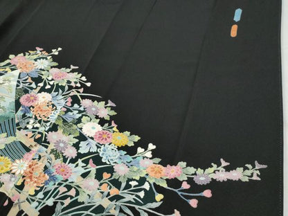 平和屋着物●豪華黒留袖　友禅　作家物　花の詩　正絹　逸品　CABI2967yc