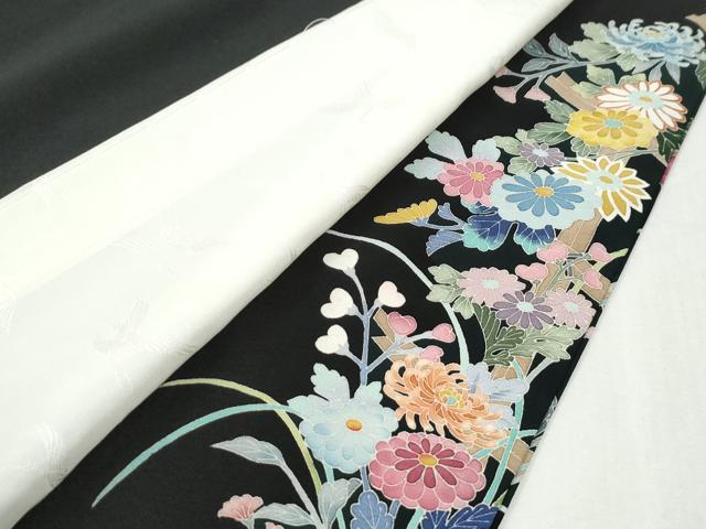 平和屋着物●豪華黒留袖　友禅　作家物　花の詩　正絹　逸品　CABI2967yc
